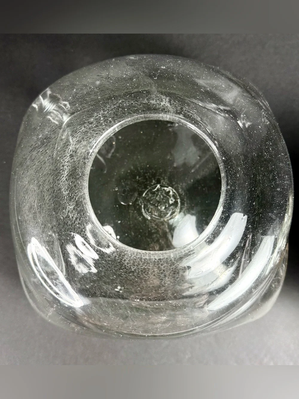 Vintage Lrg Hand Blown Glass Decanter/Canister Mercury Glass Stopper 80's Mexico